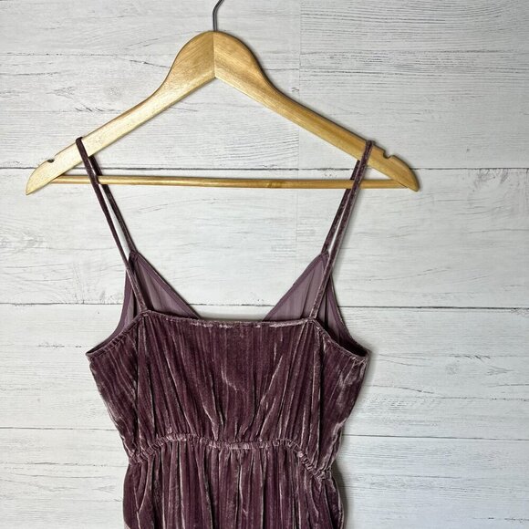 Lucky Brand Dress Womens Size XS Mauve Purple Faux Wrap Velvet Maxi Tulip Hem - Picture 13 of 16